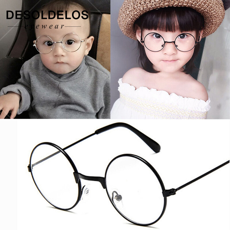 نظارات دائرية شفافة للأطفال ، نظارات بإطارات للأطفال ، مع عدسات شفافة لقصر النظر ، للأولاد والبنات ، 2019