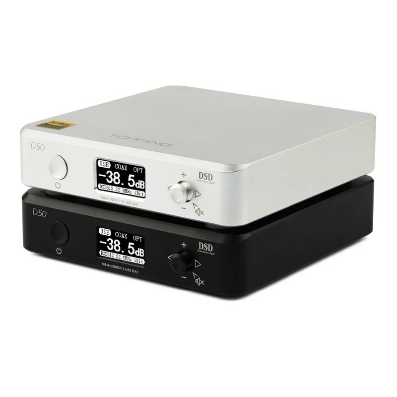 TOPPING-جهاز فك تشفير الصوت الصغير عالي الدقة D50 / 50S ، وحدة فك ترميز الصوت ES9038Q2M * 2 USB DAC XMOS XU208 DSD512 32Bit / 768Khz OPA1612 USB/OPT/COAX
