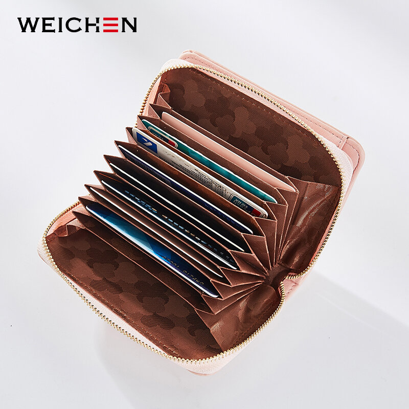 Weichen-大容量の女性用財布,ジッパー付きの折りたたみ式カードホルダー,拡張可能なカードホルダー,女性用財布