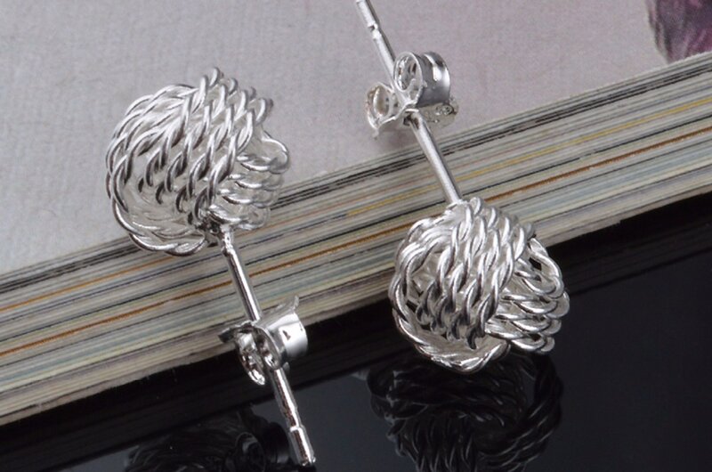 Xiyanike brincos femininos de prata esterlina 925, duas cores, com nó, joia de prata dupla, ves6497