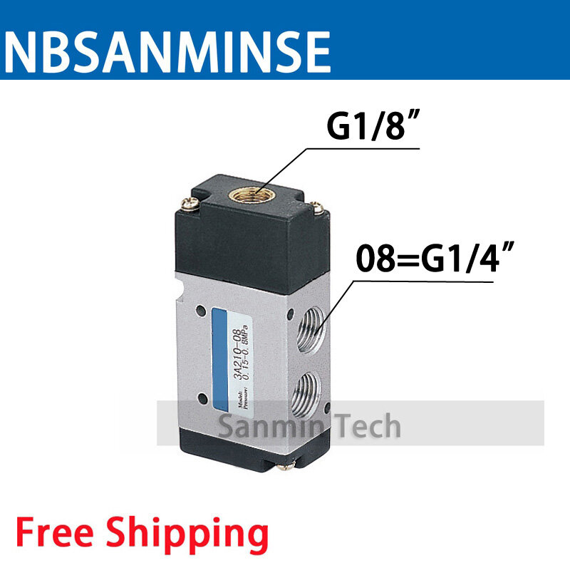 NBSANMINSE 3A210 3A220 G1/4 공기 공압 제어 밸브 두 위치 3 방향 AirTAC 유형 0.15-0.8MPa, 공기 공압 제어 밸브