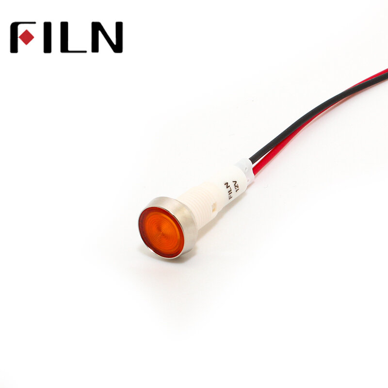 Màu đỏ màu vàng màu xanh màu xanh lá cây trắng 12 v 24 v 220 v 110 v 10mm led nhựa chỉ số ánh sáng tín hiệu đèn với 20 cm cbale