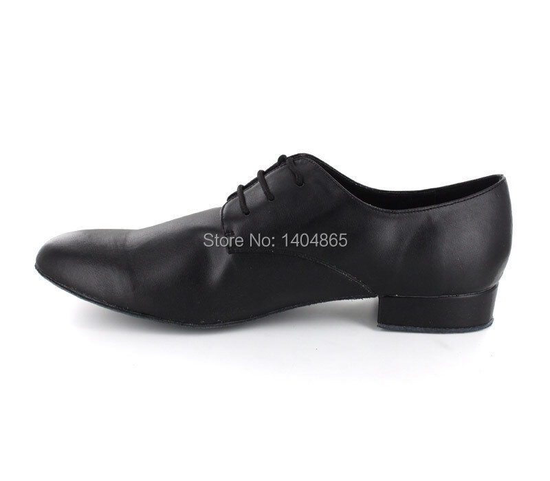 Free Shipping NEW Top Quality Real Black Cow Leather ballroom Tango Salsa Waltz Foxtrot mens dance shoes Black color Low Heel