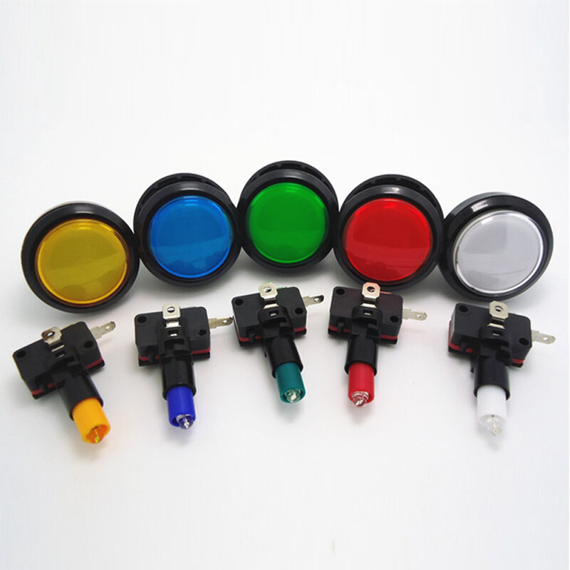 Botão de encaixe para máquinas de fliperama com iluminação led de 12v, para máquinas de fliperama mulitcado, 5 cores disponíveis, 60mm