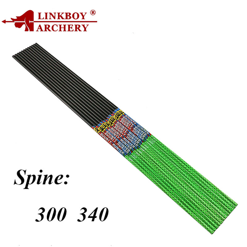 Linkboy – flèches de tir à l'arc en carbone, 30 pouces ID6.2mm Spine300 340 arc Recurve composé, flèches de chasse, coupe libre, 6/12 pièces