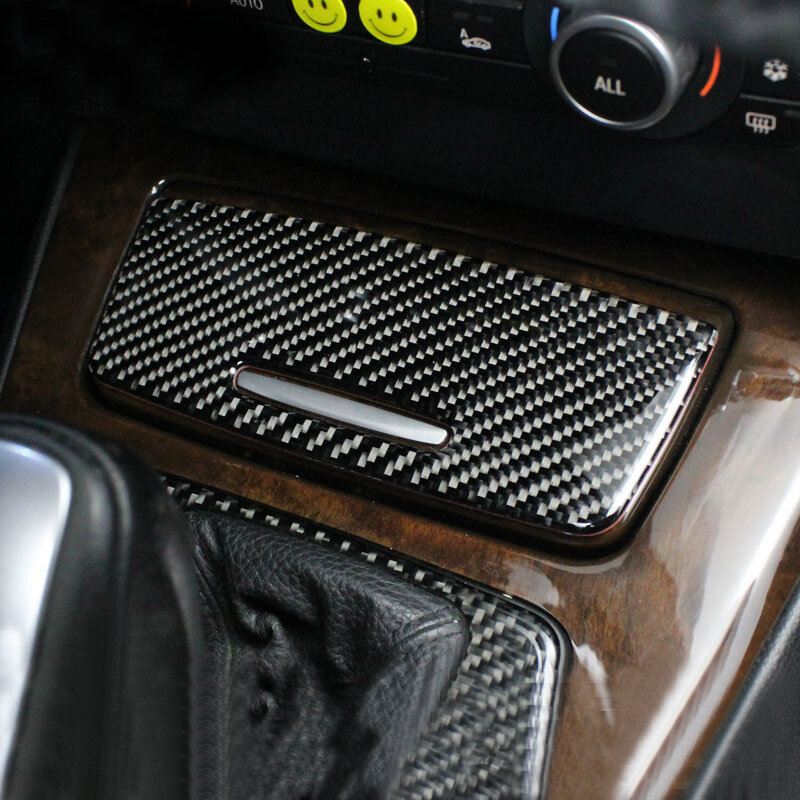 Pegatina de fibra de carbono para coche BMW, caja de almacenamiento Interior, Panel embellecedor, cubierta, calcomanías, accesorios de la Serie 3, E90, E92, E93, 2005-2012