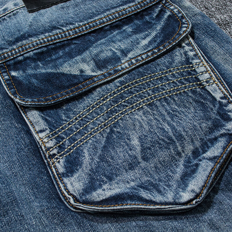 Holyrising-Jeans cargo multi bolso masculino, calça jeans de algodão, calça casual, tamanho grande, nova moda, 18665-5