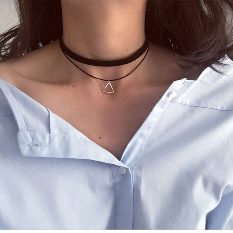 N757 multicouche Chokers colliers pour femmes Triangle géométrique pendentif collier Collares mode Bijoux Bijoux Colar 2018