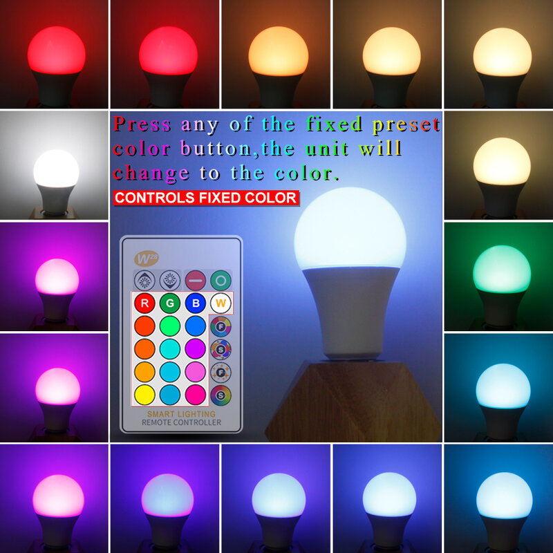 E27 LED RGB Bulb Lamp AC110V 220V 3W E14 Spot Light Dimmable Magic Holiday RGB Lighting IR Remote Control 16 Colors 270 Degree