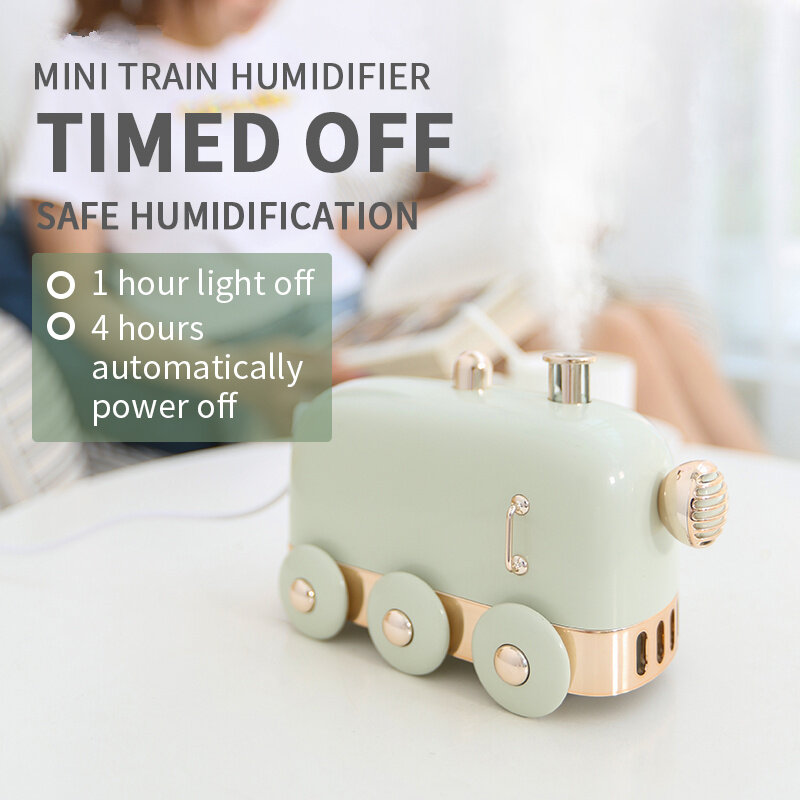 300ML Air Humidifier Mini Train Ultrasonic Essential Aromatherapy Diffusers USB Mist Maker Air Purifier With Colorful Lights