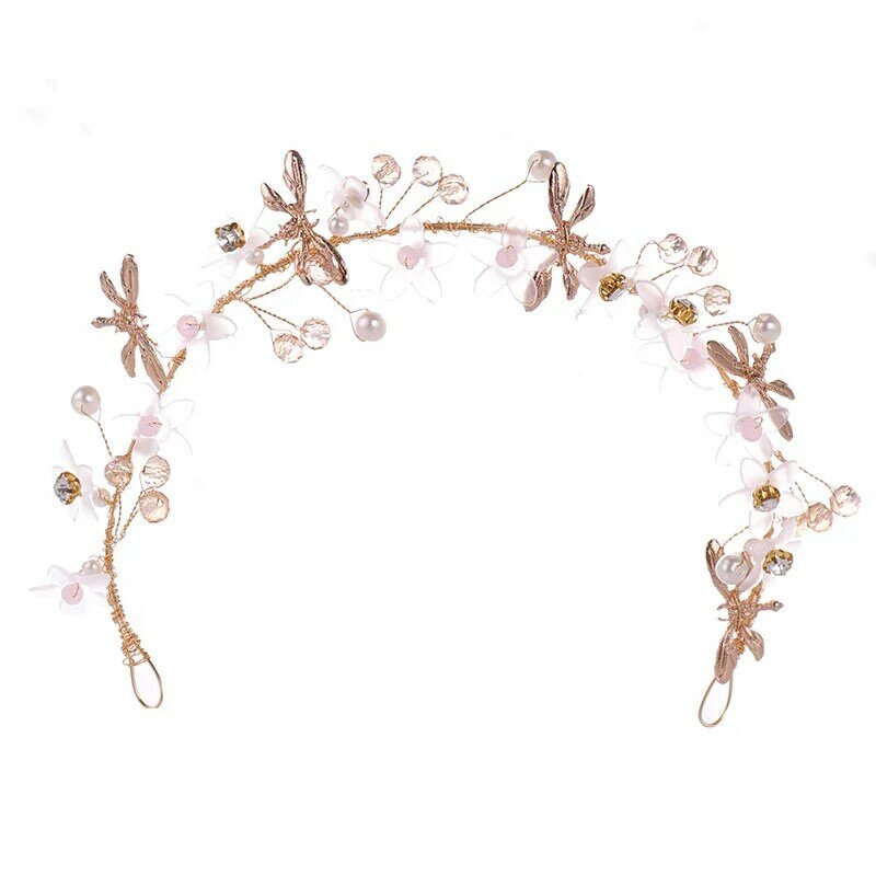 MOLANS Europäischen Perle Transparent Blume Haar Band für Mädchen/Kinder Kristall Goldene Schmetterling Legierung Haar Zubehör für Party