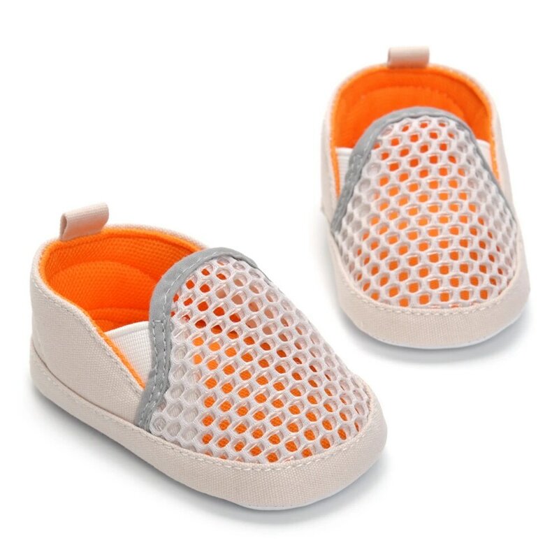 Bebê meninos meninas sapatos de caminhada oco malha respirável elástico pé capa pu macio solas sapatos do bebê mocassins sapatos recém-nascidos