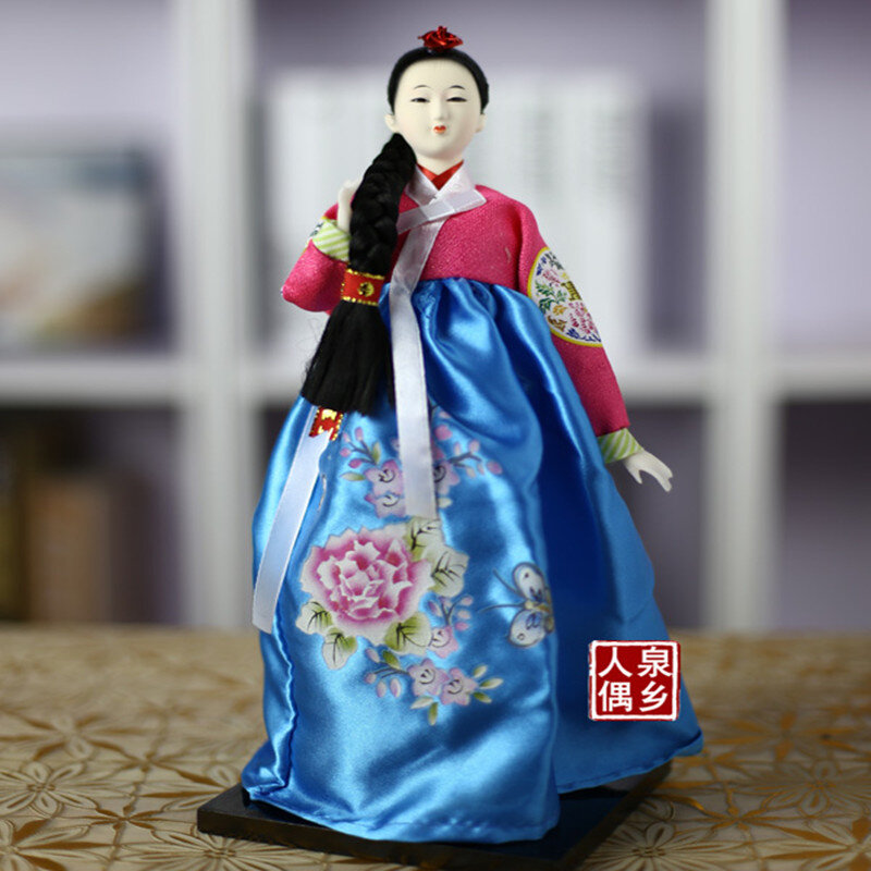 Boneca coreana artes e artesanato, boneca de seda coreana com ornamento para presente