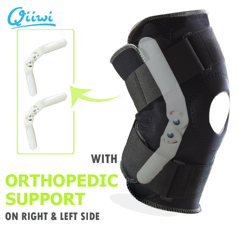 Suporte de joelho para esportes, suporte de joelho profissional, estabilizador com dobradiça interna e flexível, cinta protetora respirável