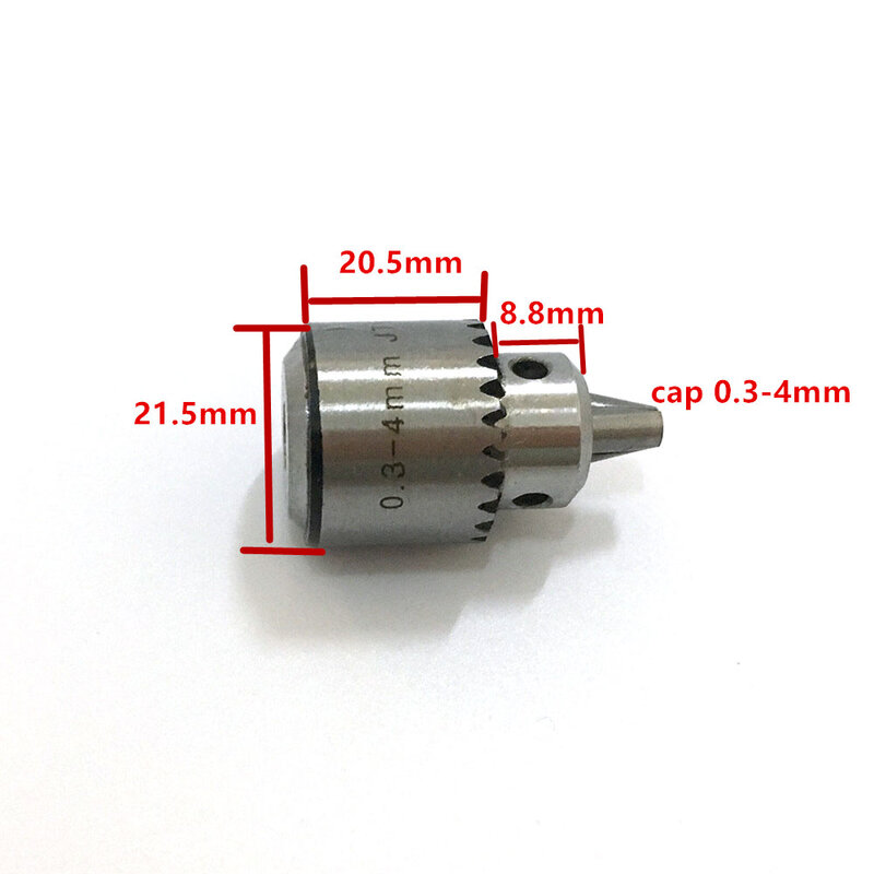 Mini Micro elektryczny uchwyt wiertarski 0.3 ~ 4mm JT0 + wał silnika złącze 5mm