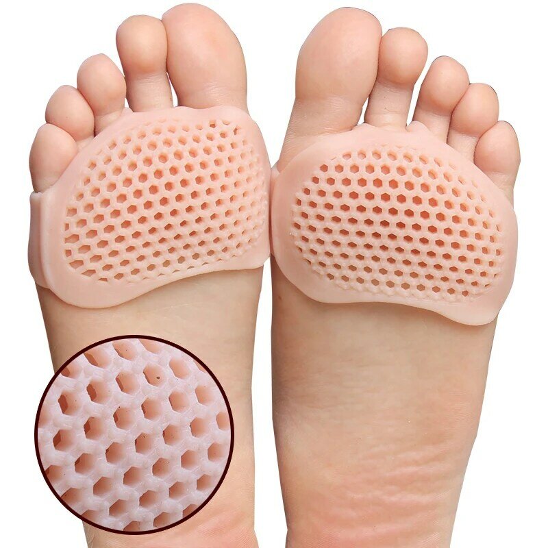 Silikonowe o strukturze plastra miodu przedniej części stopy wkładki buty na wysokim obcasie Pad wkładki żelowe do obuwia oddychające zdrowie but pielęgnacyjny masaż podeszwy wkładka do butów