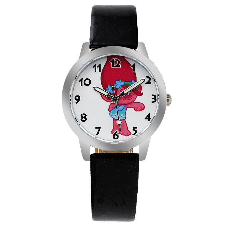 Relógio de pulso infantil luminoso com desenho, relógio de quartzo com pulseira de couro fashion para estudantes e crianças em 6 cores