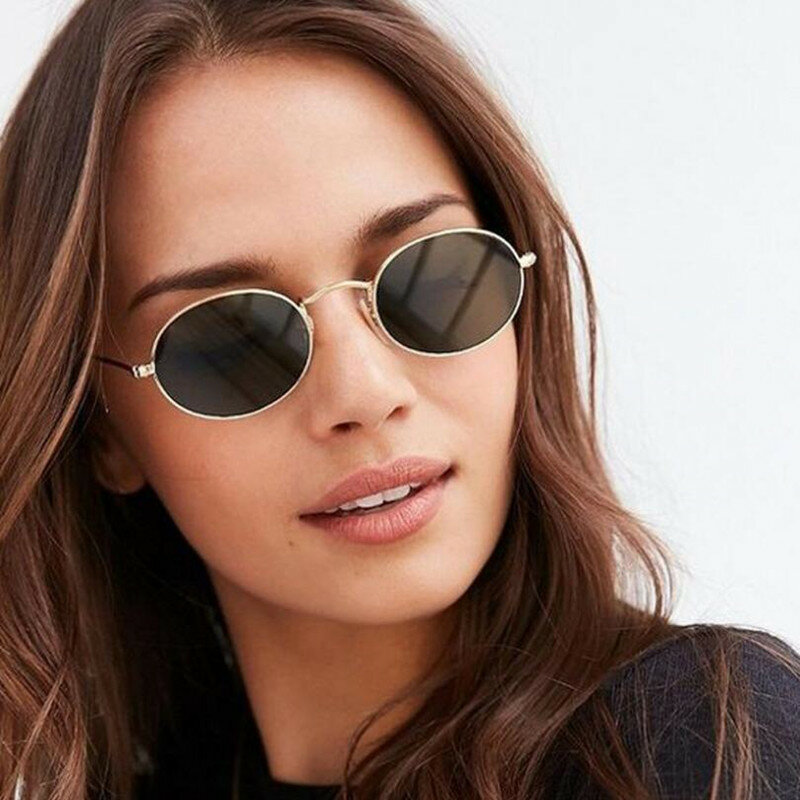 Gafas de sol ovaladas pequeñas para mujer y hombre, anteojos de sol femeninos de lujo, de marca de diseñador, de aleación, UV400, 2018
