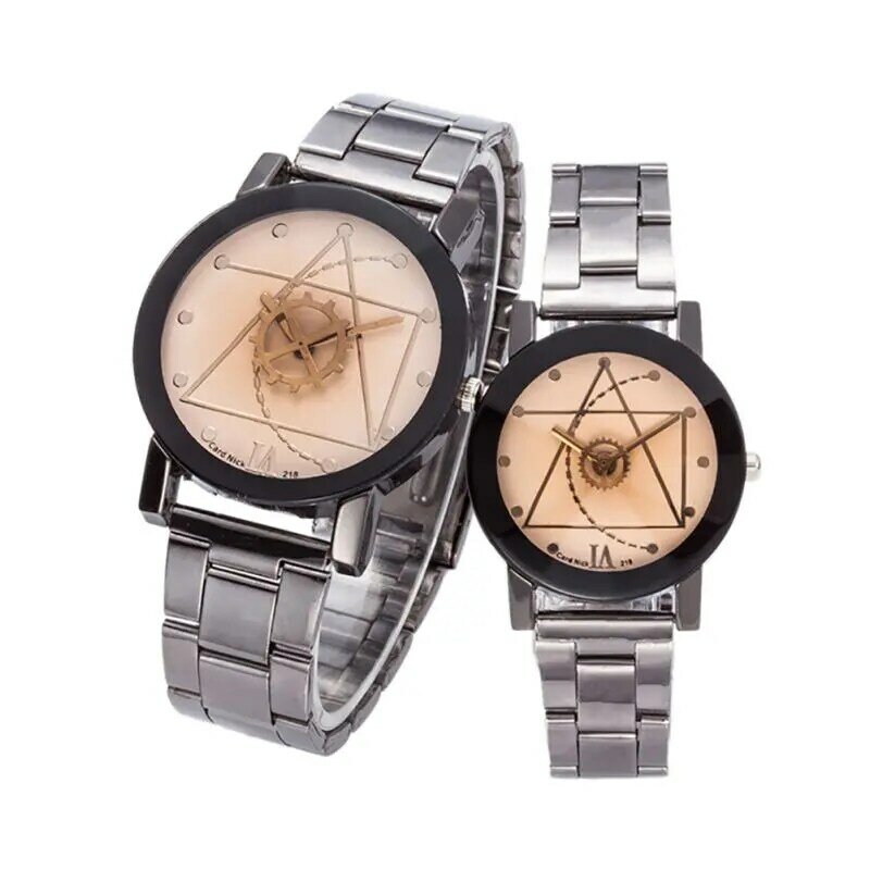 Reloj de lujo para hombre/mujer, brújula, reloj de pulsera analógico de cuarzo de acero inoxidable, reloj informal