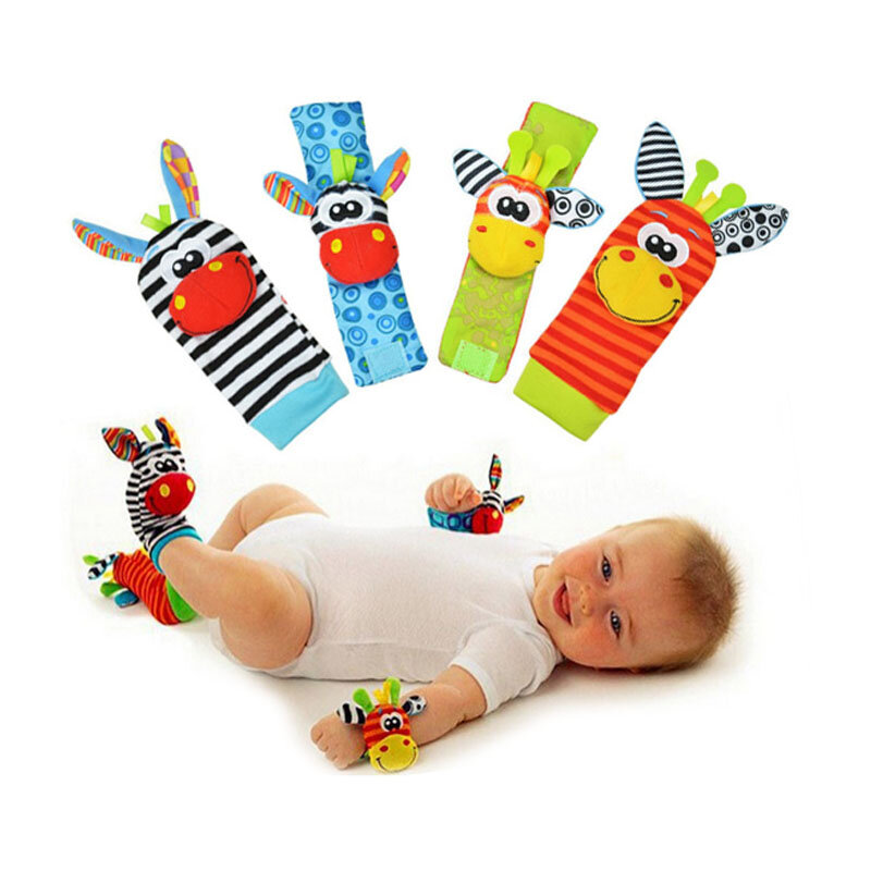 Sonajeros de juguete para bebés, calcetines de felpa para pies, reloj con correa de muñeca para bebés recién nacidos, suaves, juguetes musicales móviles educativos
