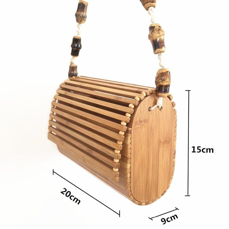 Bambusowe torby na ramię dla kobiet 2019 drążą letnie torby plażowe ręcznie robione damskie luksusowe projektant klapy Crossbody
