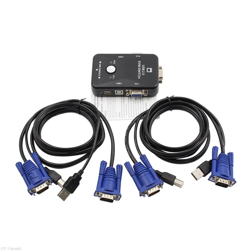 USB2.0 2-Port KVM Switcher Switch Box Mouse/Tastiera/VGA Monitor Video 1920x1440