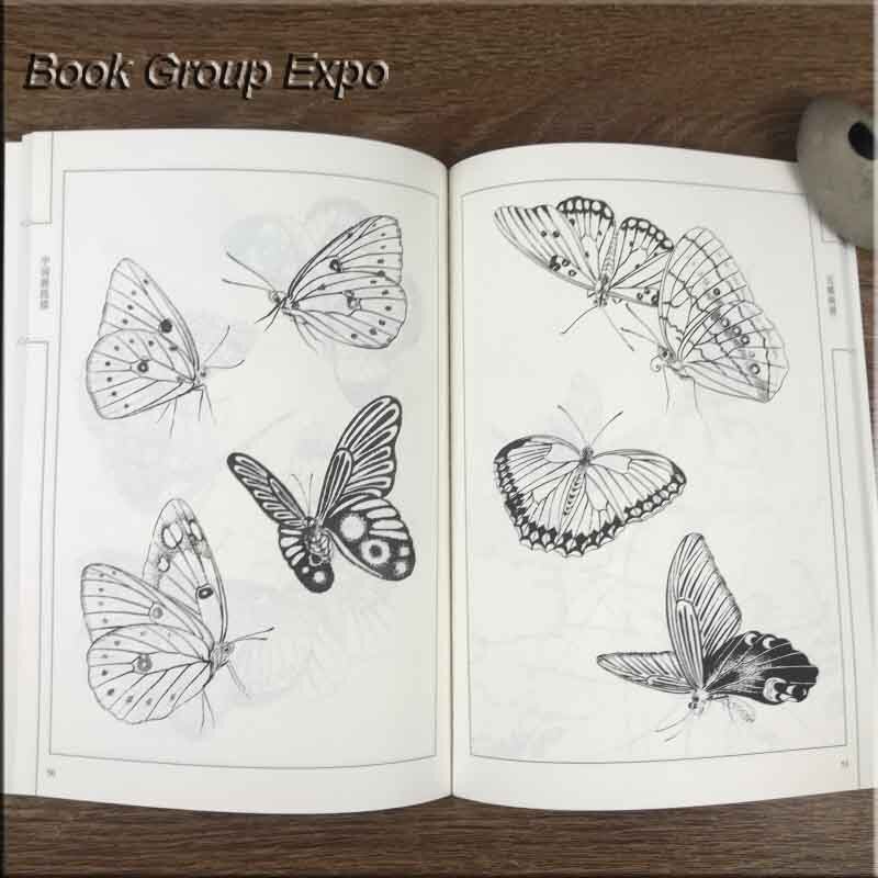 Sto motyli obrazy Art Book od Liu Qinfang kolorowanka dla dorosłych relaks i antystresowy szkicownik do malowania