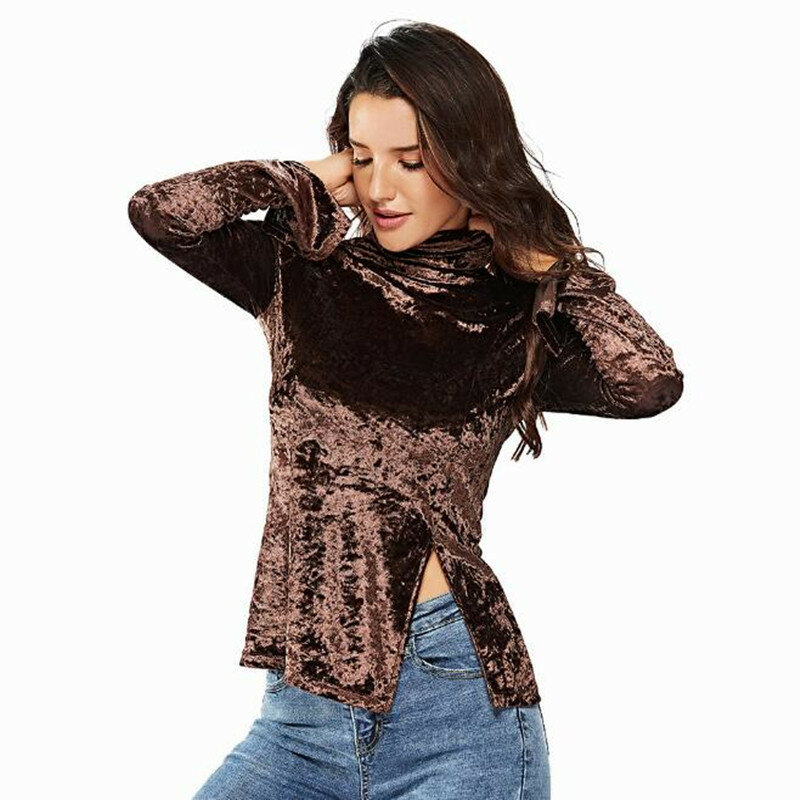 2020Woman Velvet Warm Bottoming Half Turtleneck Pullover Sweaters New Fashion Fall Korean Long Sleeve Pullover Sweater