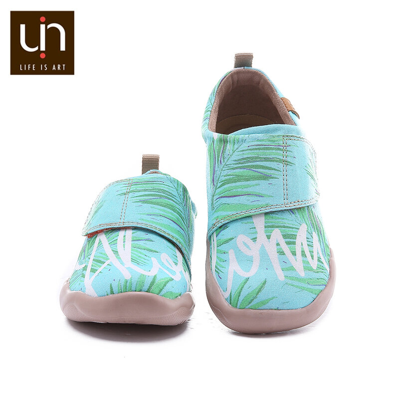 UIN/Повседневная обувь для больших детей с принтом «морской бриз», парусиновая обувь на плоской подошве на липучках для мальчиков и девочек, ...