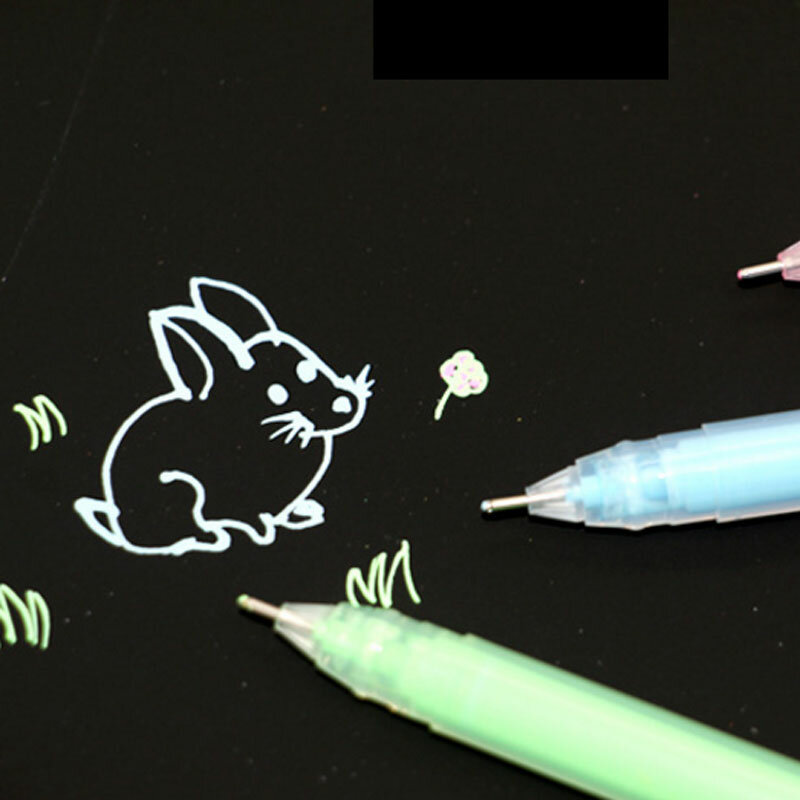 9 unids/set tinta blanca pluma de Gel de Color papelería oficina aprendizaje lindo 0,6mm foto álbum bolígrafo para álbum de recortes de la pluma de cuero regalo para los niños