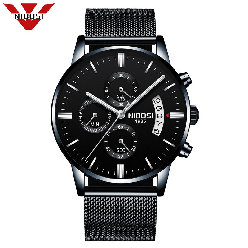 NIBOSI Luxury MensนาฬิกาQuartz Ultra Thinนาฬิกากันน้ำชายSportyแฟชั่นนาฬิกาข้อมือนาฬิกาข้อมือนาฬิกาRelogio Masculino