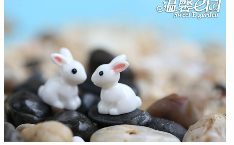 DIY 장식의 가정 장식품 미니어처, 마이크로 조경 가구 기사 및 사랑스러운 작은 흰색 토끼, 2 개