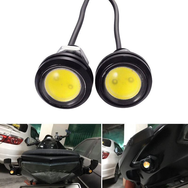Bombilla de señal LED COB para coche, luz diurna DRL, antiniebla, ojo de águila, estilo de estacionamiento inverso, amarillo, rojo, 18MM, 23MM, 2 uds.