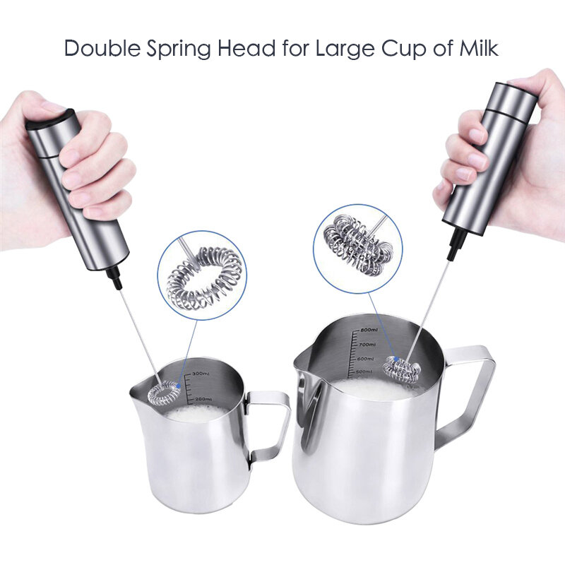 REELANX Pengocok Susu Elektrik 2 Pengocok Susu Tangan Foamer Mixer Dapur untuk Kopi Cappuccino Pengocok Telur Minuman Blender dengan Dudukan