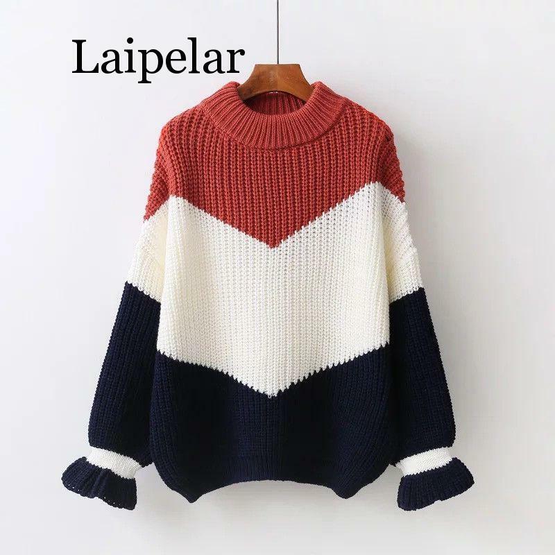 Laipelar – Pull épais en tricot pour femme, chandail ample à la mode, style coréen, idéal pour noël, collection hiver 2019
