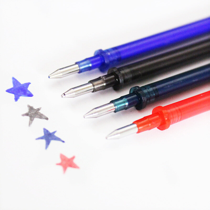 Aihao – recharge de stylo effaçable, 0.5mm, bleu, noir, rouge, Gel d'encre, pour l'écriture, papeterie fournitures scolaires et de bureau, 4 pièces/lot