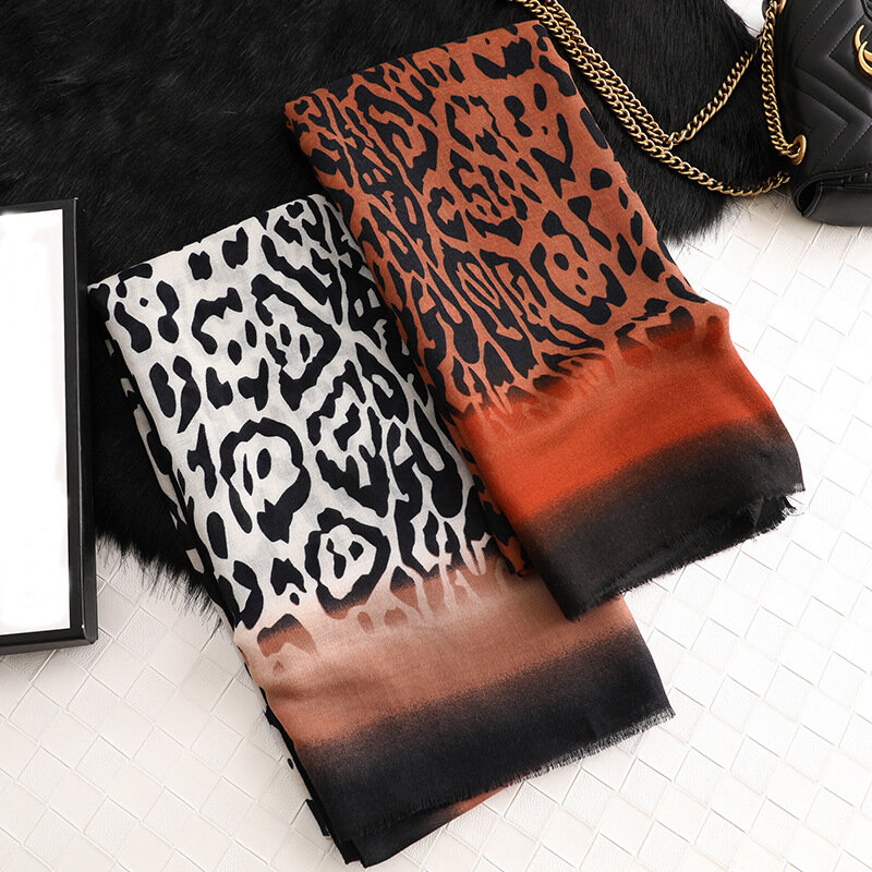 Lenço de algodão para mulheres com estampa de leopardo, cachecol feminino da moda de alta qualidade, 2019
