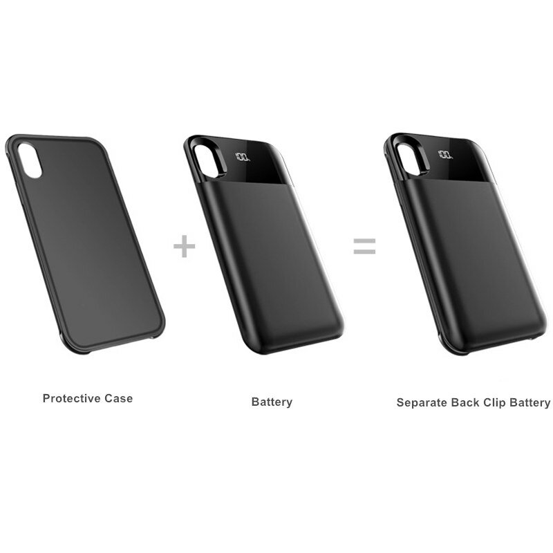 For Iphone X XS XR XS Max 11 11 Pro 11 Pro Max Battery Case Power Separate Wireless Charging Battery Case Smart Digital Display