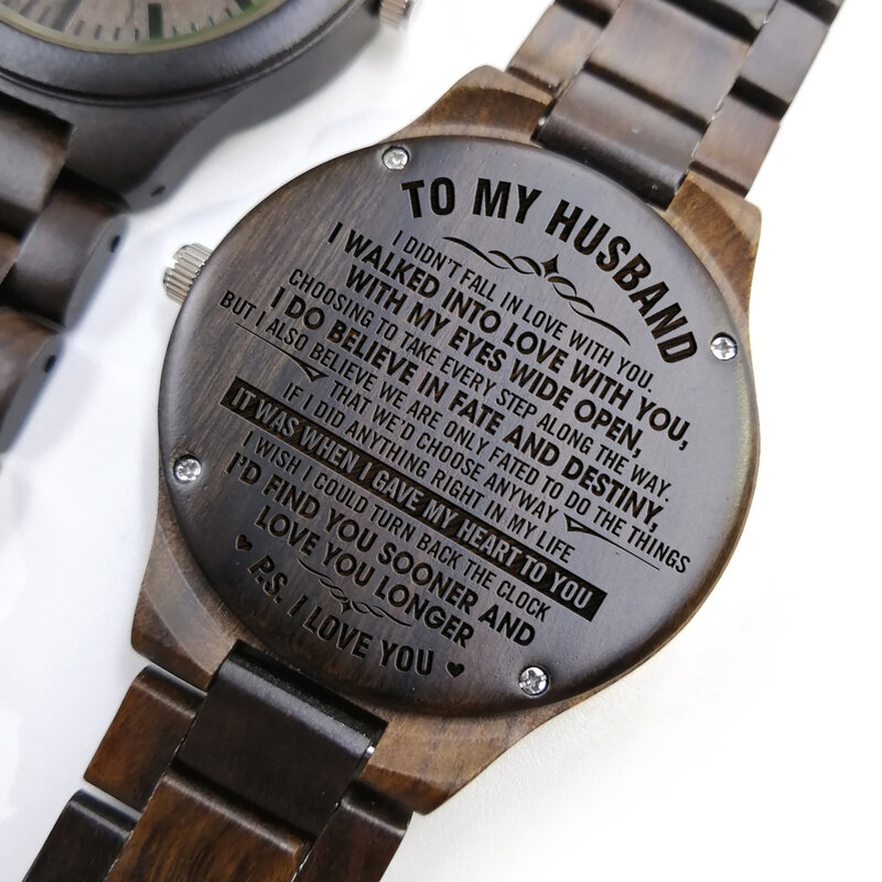 A mi marido te amo reloj de madera grabado