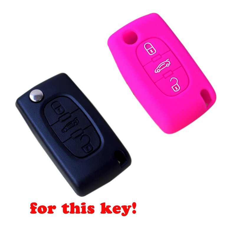 Car folding 3 Buttons key Silicone Cover set Fob stickers for Peugeot 208 207 3008 308 408 407 307 Rubber protector shell remote