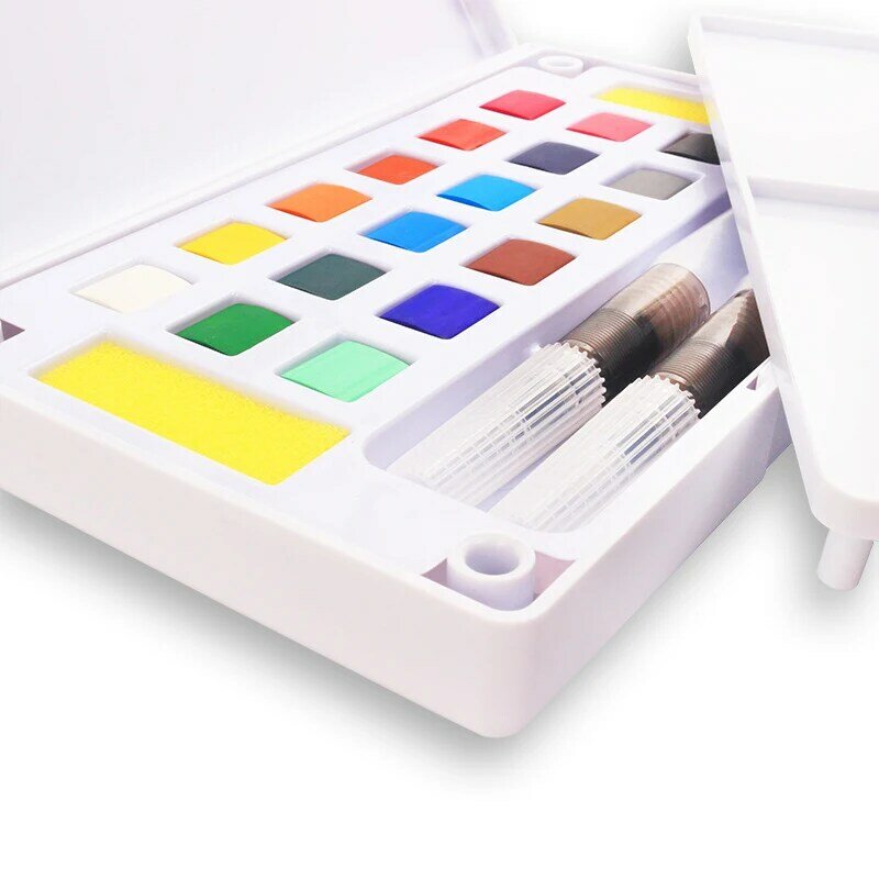 12/18/24/36 Kleuren Draagbare Reizen Solid Pigment Aquarel Verf Set Met Water Kleur Borstel Pen Voor Schilderen art Supplies