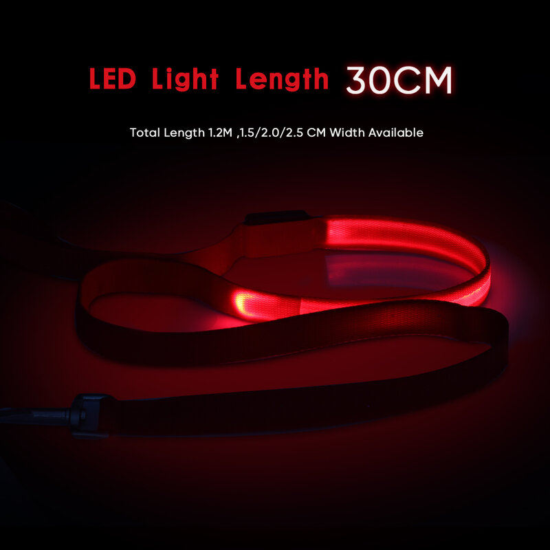 LED Dog Leash For Collars Puppies Luminous Leash For Dogs Glowing Collar 1.2M Anti-Lost Dog Leashes at Night Pet Products Goods