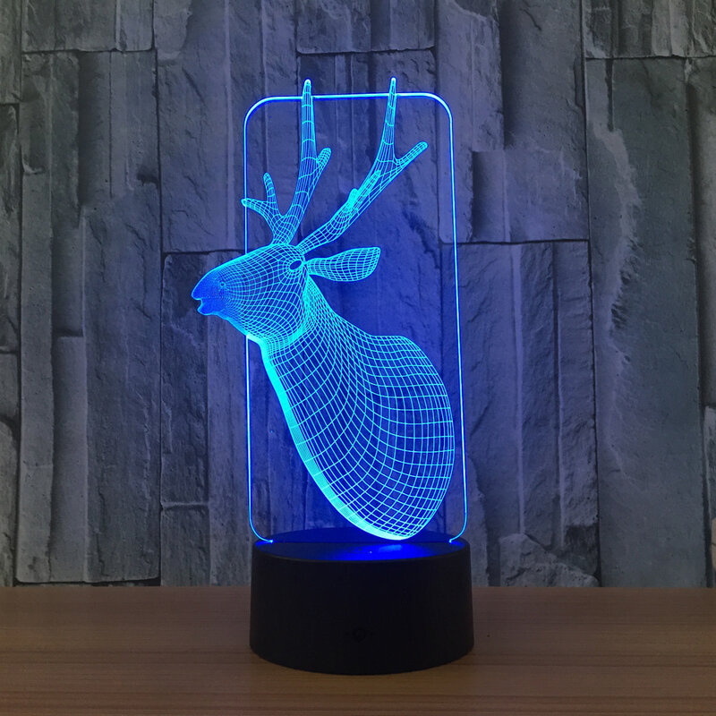 3D LED ليلة ضوء الغزلان 7 ألوان USB الجدول مصباح للمنزل الديكور مذهلة هدية للأطفال ديكور المنزل