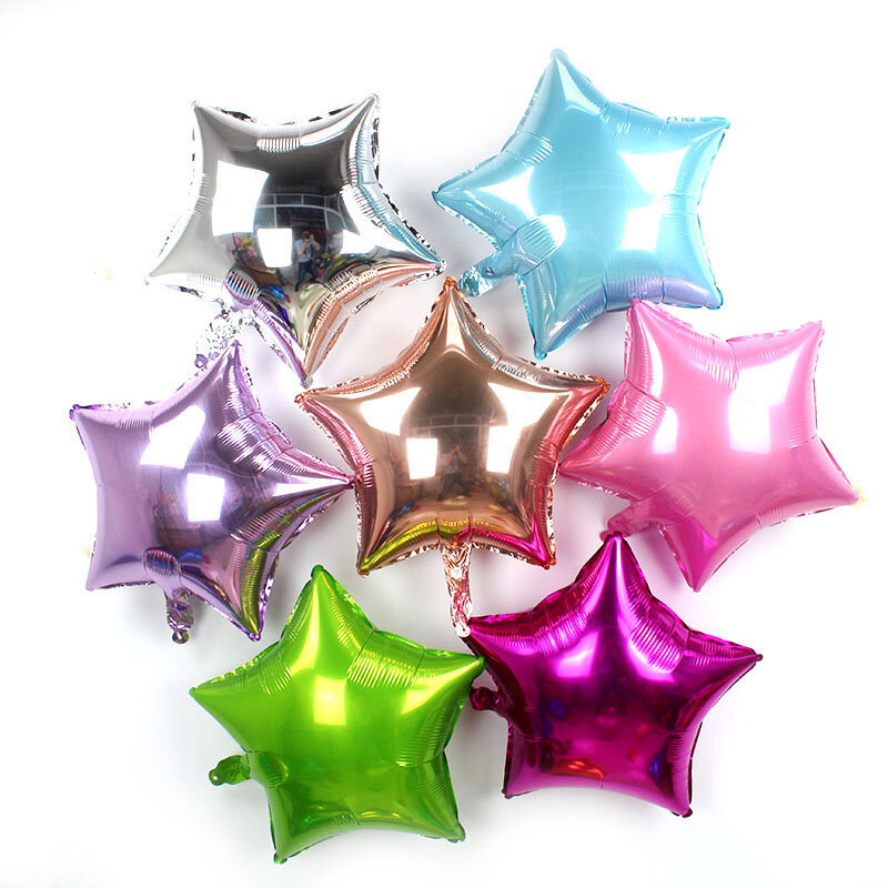 Globo de aluminio con forma de estrella y corazón mezclado para adultos, globo metálico de helio para decoración de fiesta de cumpleaños, boda y bebé, 18 pulgadas, 5 unids/lote