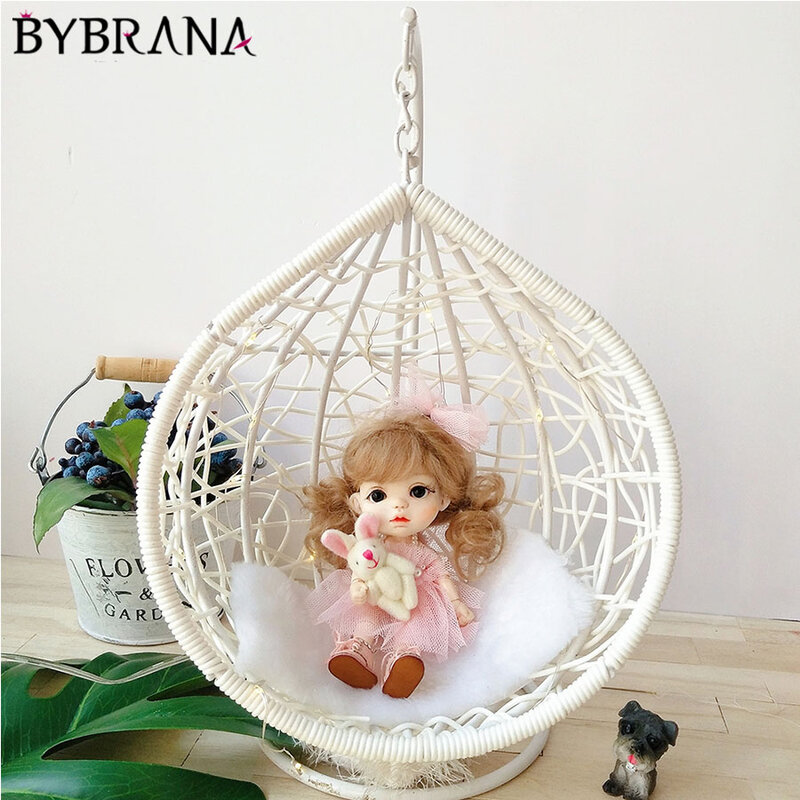 Bybrana-cesta colgante para muñecas Bjd, 1/6, 1/8, 1/12, color blanco