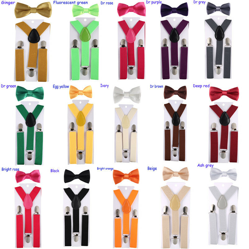 Модные детские подтяжки с галстуком-бабочка Детский комплект галстук-бабочка подтяжки для мальчиков и девочек регулируемые подтяжки Детские свадебные аксессуары