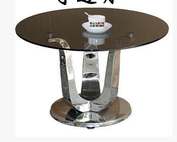 Mały salon sofa okrągły stół szkło hartowane, okrągły stolik do herbaty ze stali nierdzewnej