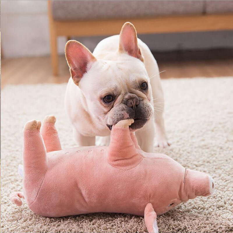 Cão de brinquedo da mordida forma do porco brinquedo do animal estimação accompani dormir porcos brinquedos quente macio pelúcia algodão parceiro dormir para filhote cachorro cães bulldog teddy
