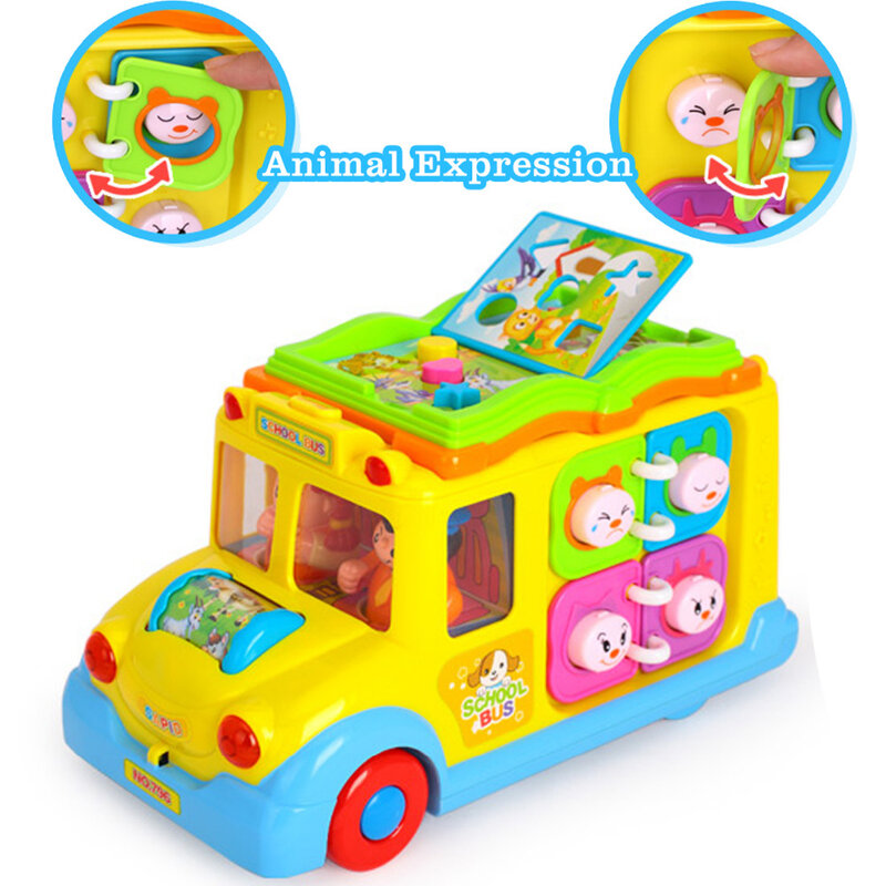 ألعاب الأطفال حافلة المدرسة الكهربائية الأطفال الموسيقى سيارة بما في ذلك 8 ألعاب آلة تنبيه السيارة الأغاني الحيوان المكالمات في وقت مبكر التعليمية الاطفال اللعب هدية