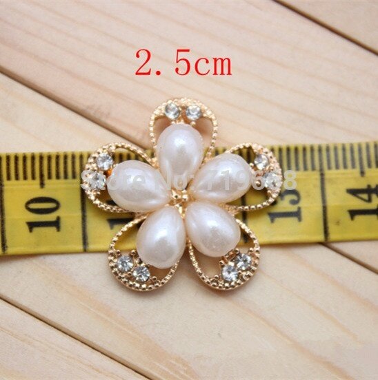 New 10pcs/lot Metal Decorative Buttons Crystal Pearl Flower Center Alloy Flat Back Rhinestone Buttons Diy Craft Supplies